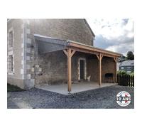 Carport Bois Douglas Français adossé surface 32 m² - 1 pente - 3 poteaux - Abri voiture extérieur - Garantie 10 ans
