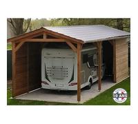 Carport Bois Douglas Français camping car 38 m² - 2 pentes - 8 poteaux - Abri camping car extérieur - Garantie 10 ans
