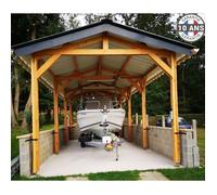 Carport Bois Douglas Français camping car 57 m² - 2 pentes - 10 poteaux - Abri camping car extérieur - Garantie 10 ans