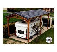 Carport Bois Douglas Français véhicule de loisir 28 m² - 2 pentes - 6 poteaux - Abri camping car extérieur - Garantie 10 ans