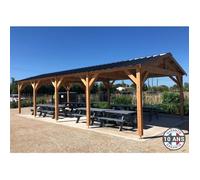 Carport Bois Douglas taille 94 m² - 2 pentes - 10 poteaux - Abri voiture extérieur - Garantie 10 ans