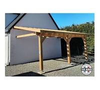 Carport Bois massif Français adossé surface 15 m² - 1 pente - 3 poteaux - Abri véhicule extérieur - Garantie 10 ans
