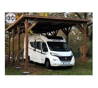 Carport camping car Bois Douglas Français 38 m² - Toit plat - 8 poteaux - Abri camping car extérieur - Garantie 10 ans