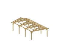 Carport deux pentes - 550cm x 1050cm - PIN DOUGLAS - surface 57,75 m²