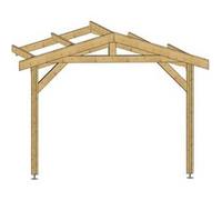 Carport Deux Pentes Adossé - 5 m x 4 m - PIN DOUGLAS - 20 m²