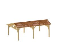 Abri Deux Pentes Faitage Décalé, 550cmx750cm, Bois Douglas Français, Carport, Auvent, Abri Voiture