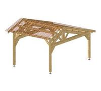 Carport Deux Pentes Faitage Décalé - 5 m x 4 m - PIN DOUGLAS - 20 m²