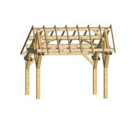 Carport double pente asymétrique 3.90 x 5.05 m avec préparation pour couverture standard Habrita le3950st G