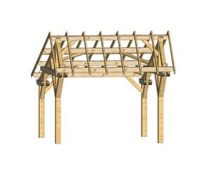 Carport double pente asymétrique 3.90 x 5.05 m avec préparation pour couverture standard le3950st