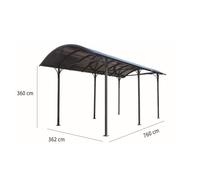 Habrita Carport camping-car aluminium et polycarbonate 7,60 x 3,62 m - CAR 3676 AL CC