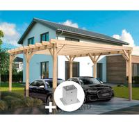 Carport En Bois Lamellé-Collé Nîmes 600 X 500 Cm + 6 Supports Poteaux - Maderland Multicolore