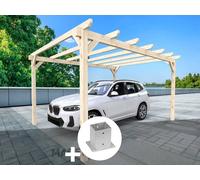 Carport En Bois Lamellé-Collé Rouen 500 X 400 Cm + 4 Supports Poteaux - Maderland Multicolore