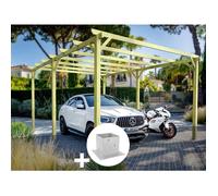 Carport En Bois Nanterre 600 X 300 Cm + 6 Supports Surélevés - Maderland Multicolore