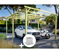 Carport En Bois Nanterre 600 X 300 Cm + 6 Supports Surélevés - Maderland Multicolore