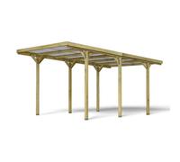 Forest-Style Carport en bois de pin traité avec couverture en PVC Jean - 15,6 m² - 4919