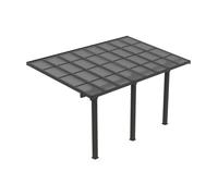 Carport pergola adossée en aluminium et toit polycarbonate - 15,13 m² - anthracite - PAZERA