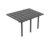 Carport pergola adossée en aluminium et toit polycarbonate - 15,13 m² - anthracite - PAZERA