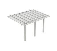Carport pergola adossée en aluminium et toit polycarbonate - 15,13 m² - blanc - PAZERA