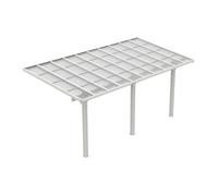 Carport pergola adossée en aluminium et toit polycarbonate - 18,54 m² - blanc - PAZERA