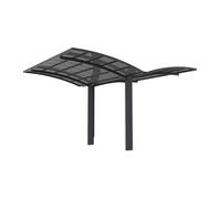 Carport pergola autoportant à enterrer forme papillon en aluminium - 2 voitures - 30m² - gris anthracite - ALUVIO