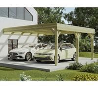 Carport pergola double adossé en bois traité - 2 voitures - 29,3 m² - ARTEMIDA de Expertland