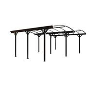 Carport pergola double autoportant en aluminium - 2 voitures - 30 m² - Gris anthracite - BARESA