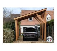 Carport robuste en Bois Douglas Français 25 m² - 1 pente - 6 poteaux - Abri 2 véhicules - Garantie 10 ans
