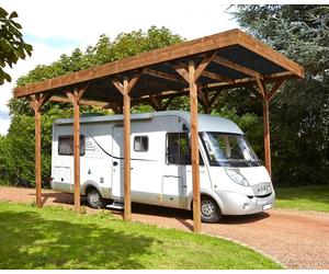 Carport simple en bois autoclave pour camping car Cerland 32,40 m² - Marron