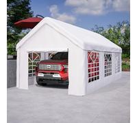 Carport, tente, 3 x 6 m, avec porte enroulable, parois latérales amovibles, étanche, 380 N, en polyéthylène, construction en acier, pour voiture, camion, camping, moto, tonnelle, garden party