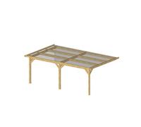 Abri Toit Plat Adossé, 350cmx650cm, Bois Douglas Français, Carport, Auvent, Abri Voiture