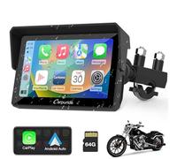 Carpuride W502 Écran Portable sans Fil Carplay et Android Auto pour Moto, Navigation GPS, écran Tactile de 5 Pouces, Double Bluetooth, Carte TF 64G, GStéréo étanche IP67 pour Moto