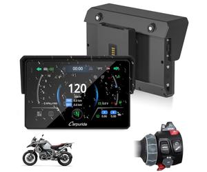 CARPURIDE W502BS Pro 5" pour BMW Moto, Native Wonder, CarPlay et A- Auto | Double Bluetooth, écran de Navigation étanche, Lecture de Données, TPMS, Capteur de Lumière, Partage de Musique