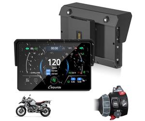 CARPURIDE W502BS Pro pour Moto BMW, CarPlay et Android Auto, Double Bluetooth, écran de Navigation étanche de 5 Pouces, Lecture de Données, Native Wonder, TPMS, Capteur de Lumière, Partage de Musique