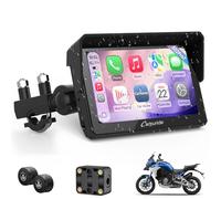 CARPURIDE W502TPRO Écran CarPlay Moto 5" Android Auto TPMS Bluetooth | Avec surveillance pression pneus TPMS, double Bluetooth, intercom, partage musique, écran tactile étanche et navigation GPS