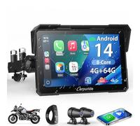 Carpuride W702 Plus Android 14 Moto Carplay Écran avec Double Caméra, sans Fil CarPlay et Android Auto, écran Tactile étanche 7", Audio BT, Enregistrement en Boucle, Navigation en Ligne/Hors Ligne.