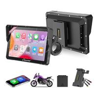 CARPURIDE W702RS Pro Écran Carplay pour Moto avec Radar BSD et Support BM05, sans Fil CarPlay & Android Auto, écran Tactile étanche 7", Fonction interphone, Double Bluetooth, contrôleur Filaire