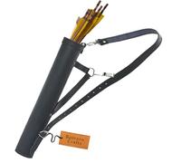 Carquois de tir à l'arc en Cuir - Sac bandoulière Traditionnel à la Taille et à la Hanche avec bandoulière réglable pour Le tir et la Chasse (Noire)