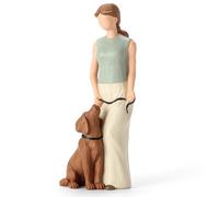 Carracci Figurine représentant une femme qui marche en forme de chien - Décoration commémorative d'amitié pour les amoureux des chiens