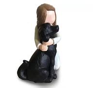 Carracci Figurines d'ange pour chien noir, commémorations d'amitié sculptées à la main pour les amoureux des chiens