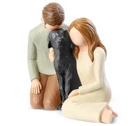 Carracci Figurines ornementales en forme de couple avec chien noir, cadeau de condoléances pour perte de chien, statues commémoratives pour les amoureux des chiens