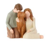 Carracci Figurines ornementales en forme de couple avec chien, nous sommes une famille commémorative statues pour les amoureux des chiens