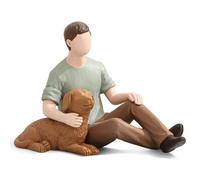 Carracci Statuettes d'homme avec chien, cadeau d'amitié garçon et chien, figurines sculptées peintes à la main pour les amoureux des chiens