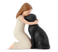 Carracci Statuettes Love My Black Dog - Ange de chien noir - Cadeau de souvenir pour maman de chien - Figurines sculptées peintes à la main pour les amoureux des chiens