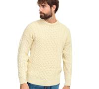 Carraig 2545 Donn McLaughlin's Irish Shop/Aran Pull en Laine Vierge M Blanc.