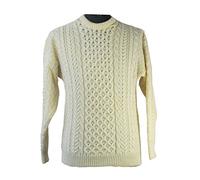Carraig 2545 Donn McLaughlin's Irish Shop/Aran Pull en laine vierge XXL Blanc.