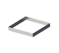 De Buyer - Cercle à tarte carré VALHORNA en inox perforé - 8 x 8 x 2 cm - Fabriqué en France, Technologie AIR SYSTEM, Micro-Perforations pour Cuisson Rapide et Homogène pour Résultats Croustillants