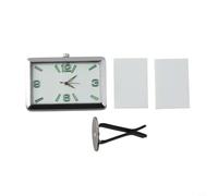 Carré avec cadran en verre et horloge à quartz - Horloge électronique de tableau de bord pour véhicules - Autocollant de fixation pour grille d'aération - Convient pour camions, SUV, voitures