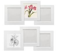 Carré Cadre Photo 15 x 15 cm,Lot de 6 Cadre Photo pour Collage Photos Décoration Mural,Cadres en Carton,Livré Avec un Film Plastique Transparent,Blanc,Installation Autocollante,Aans Clous Nécessaires