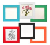 Carré Cadre Photo 15 x 15 cm,Lot de 6 Cadre pour Collage Photos Décoration Mural,Cadres en Carton,Livré Avec un Film Plastique Transparent,Multicolores,Installation Autocollante,Aans Clous Nécessaires