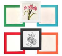 Carré Cadre Photo 20 x 20 cm,Lot de 6 Cadre pour Collage Photos Décoration Mural,Cadres en Carton,Livré Avec un Film Plastique Transparent,Multicolores,Installation Autocollante,Aans Clous Nécessaires